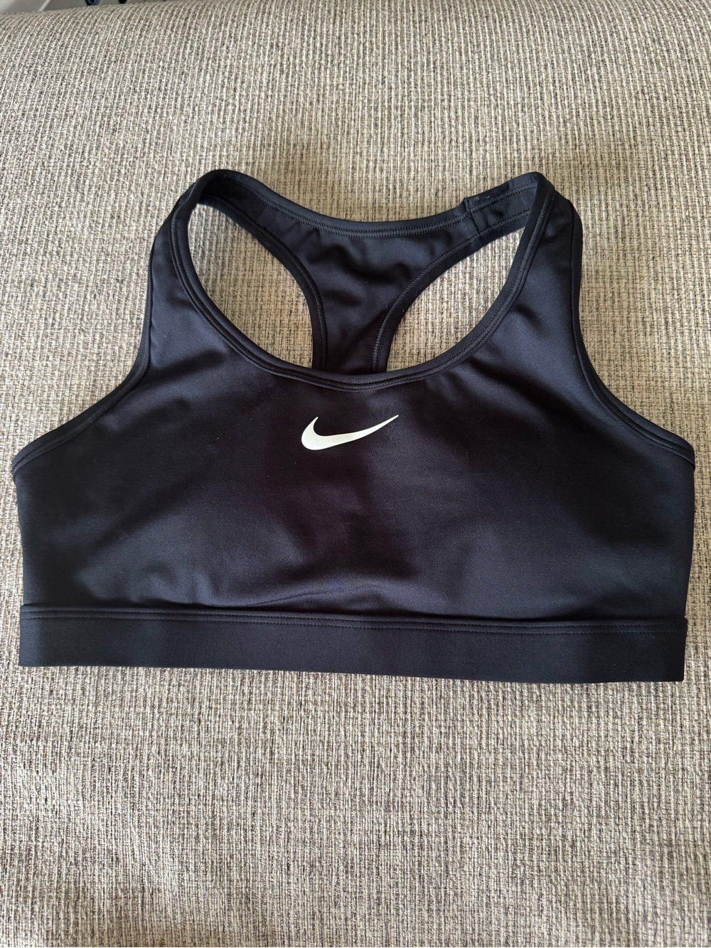 Nike Black Racerback Sports Bra with White Swoosh